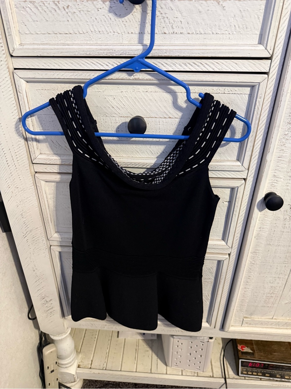 eva mendes for New York & Company Black Sleeveless Peplum Top